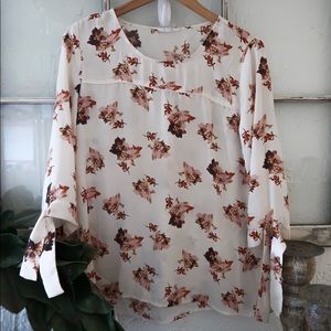 3/4 Sleeve Floral Dress Shirt